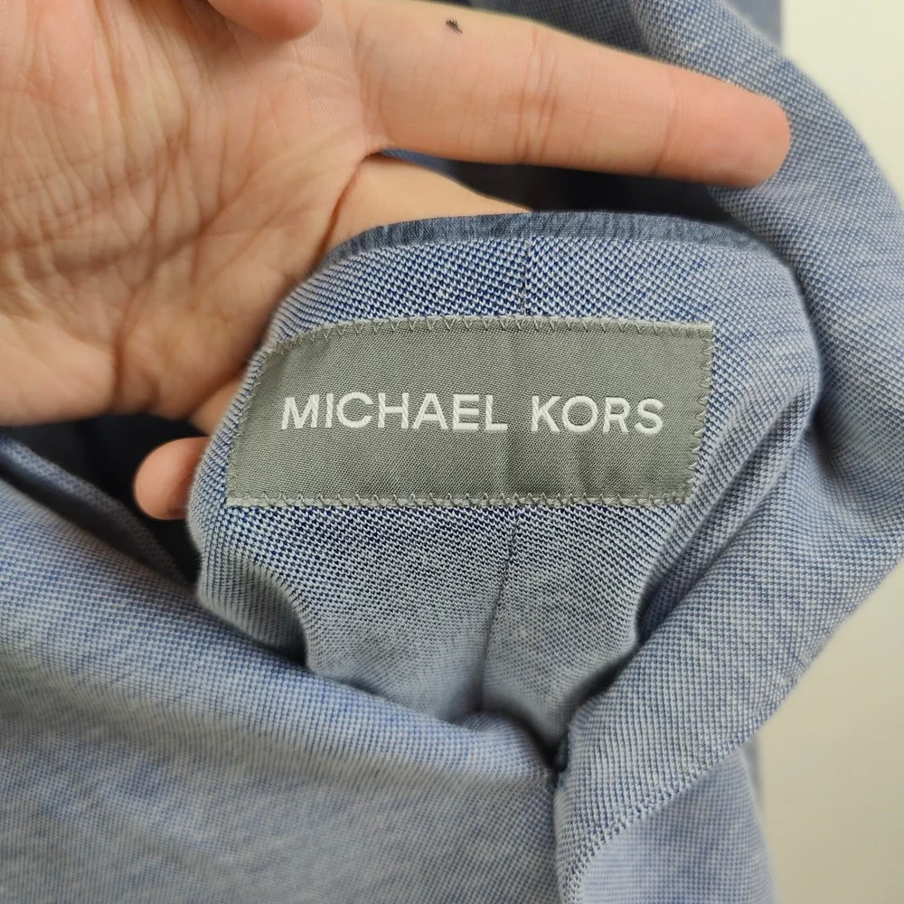 Michael Kors Blazer Mens 44R Blue Knit Two-Button Unstructured Jacket Sport Coat